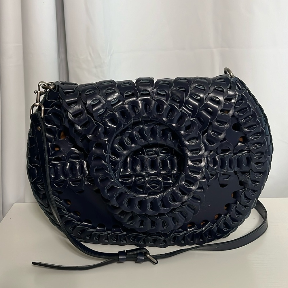 Patricia Nash Leather Ticci Crossbody Bag - Navy NWOT